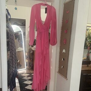 Fashion Nova Vibrant Pink Long Sleeve Dress